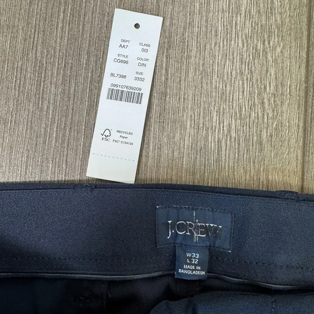 J.Crew 484 Slim-Fit Tech Pants Mens 33x32 Blue Silicone Shirt Gripper Zip Pocket